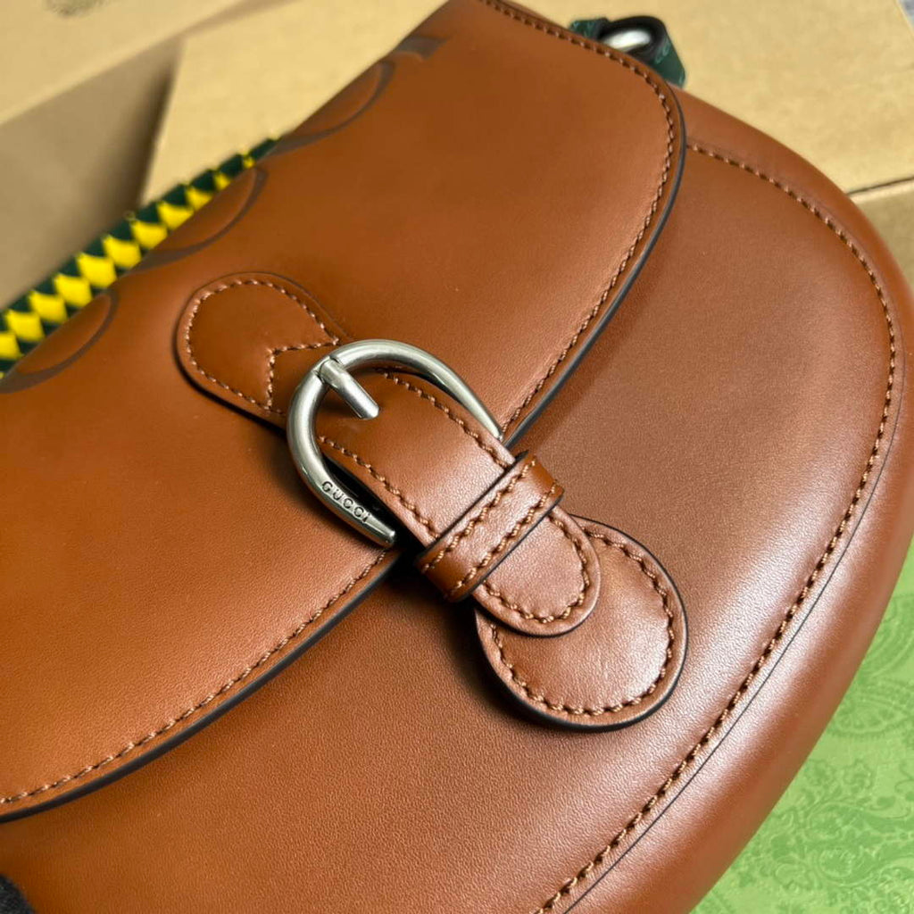 Gucci 679540 Logo-print Leather Shoulder Bag Brown