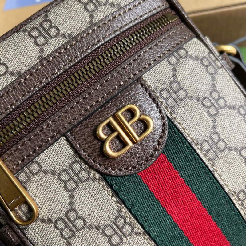 Gucci 680129 Gucci x Balenciaga The Hacker Project Shoulder Zip Bag Brown