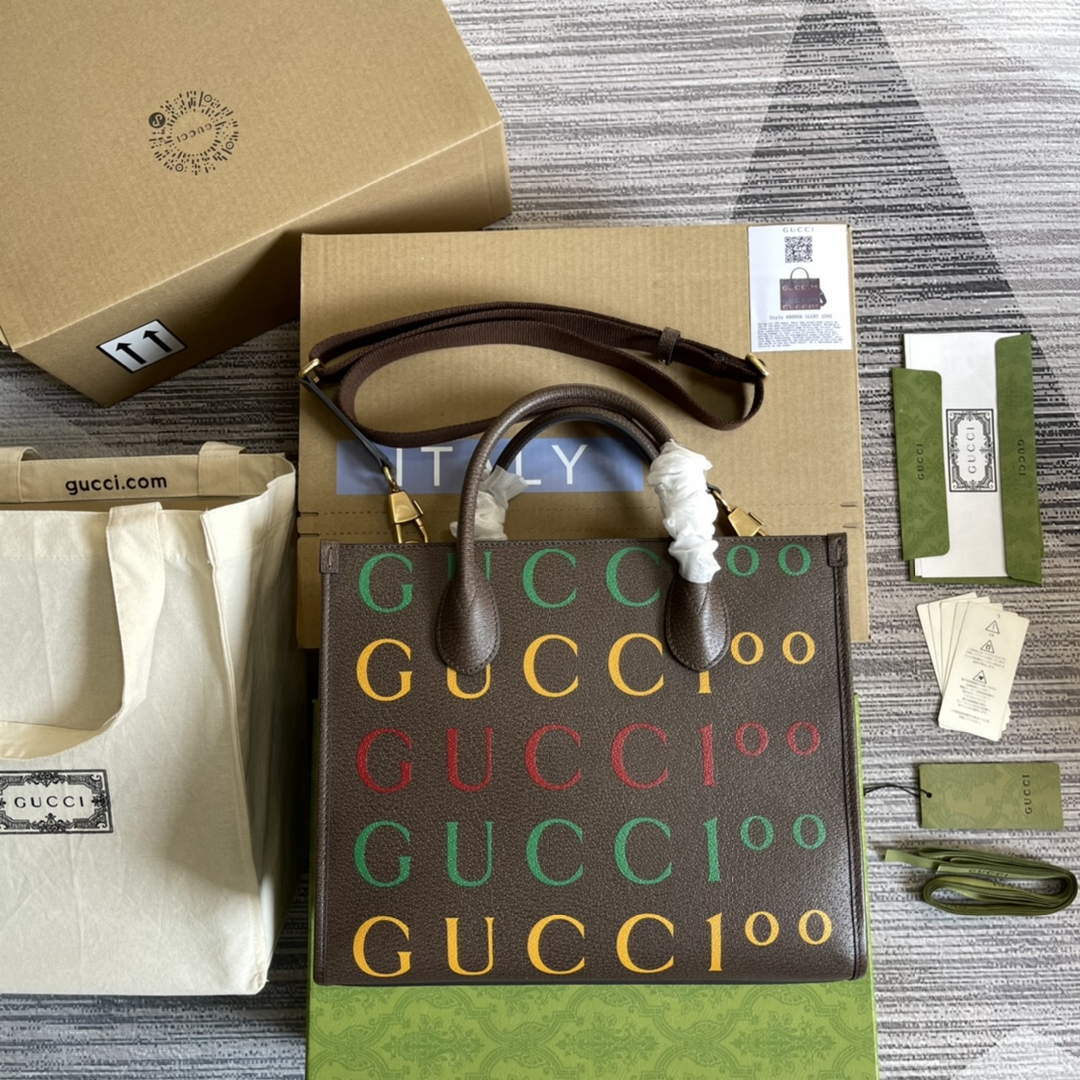 Gucci 680956 Exquisite Gucci Small Tote Bag Brown - Default Title - View 1