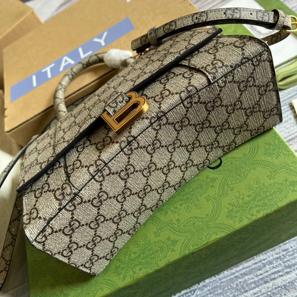 Gucci 681697 The Hacker Project Small Hourglass bag Beige and ebony