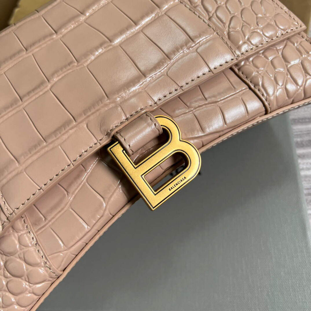 Gucci 681697 The Hacker Project Small Hourglass Crocodile Bag Pink
