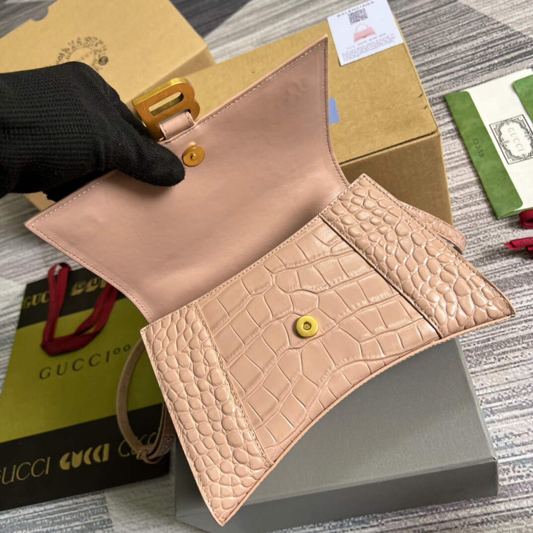 Gucci 681697 The Hacker Project Small Hourglass Crocodile Bag Pink