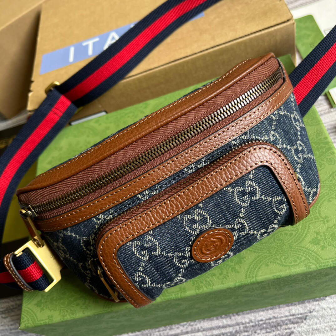 Gucci 682933 Belt bag with Interlocking G Blue and ivory - Default Title - View 1