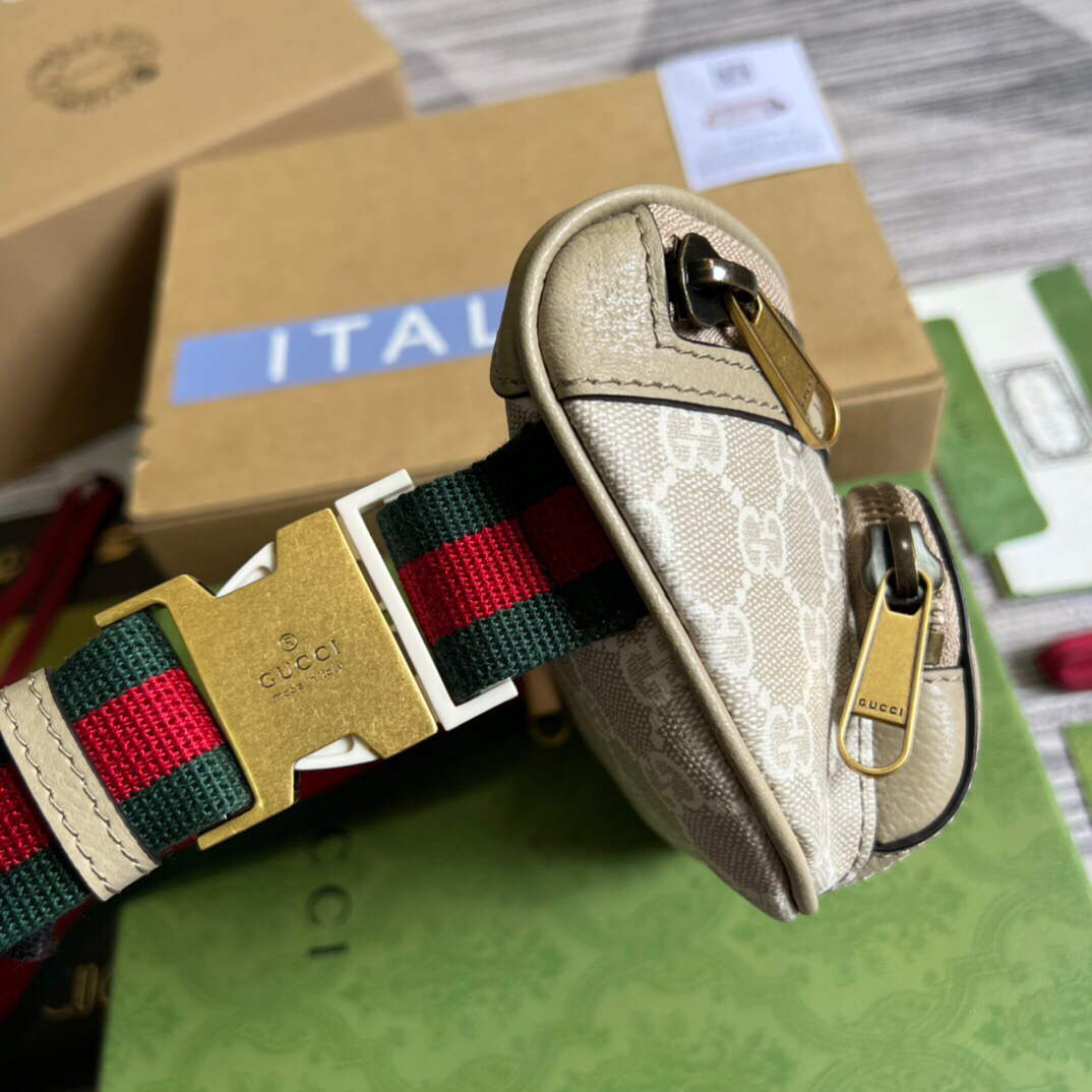 Gucci 682933 Belt bag with Interlocking G Beige and white