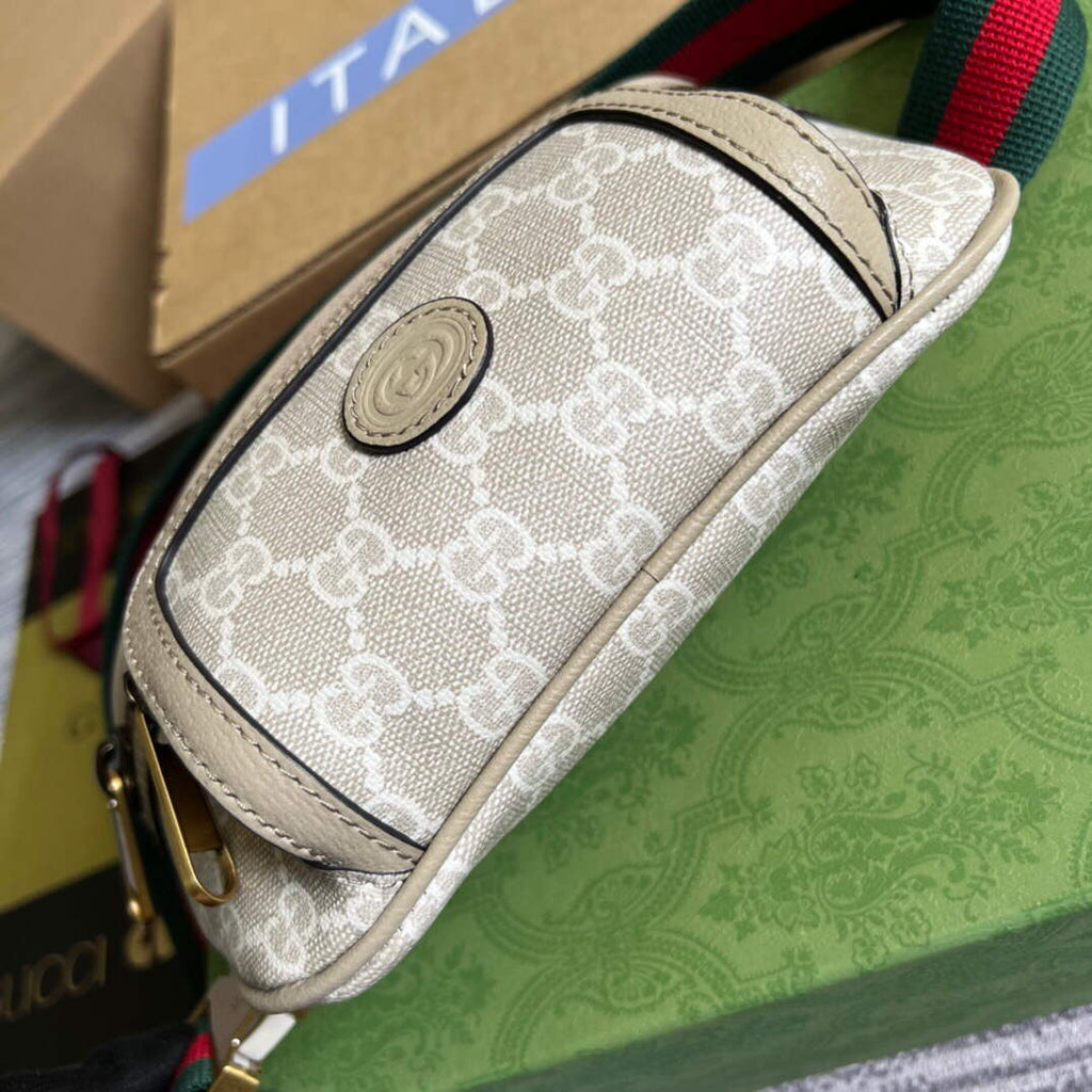 Gucci 682933 Belt bag with Interlocking G Beige and white