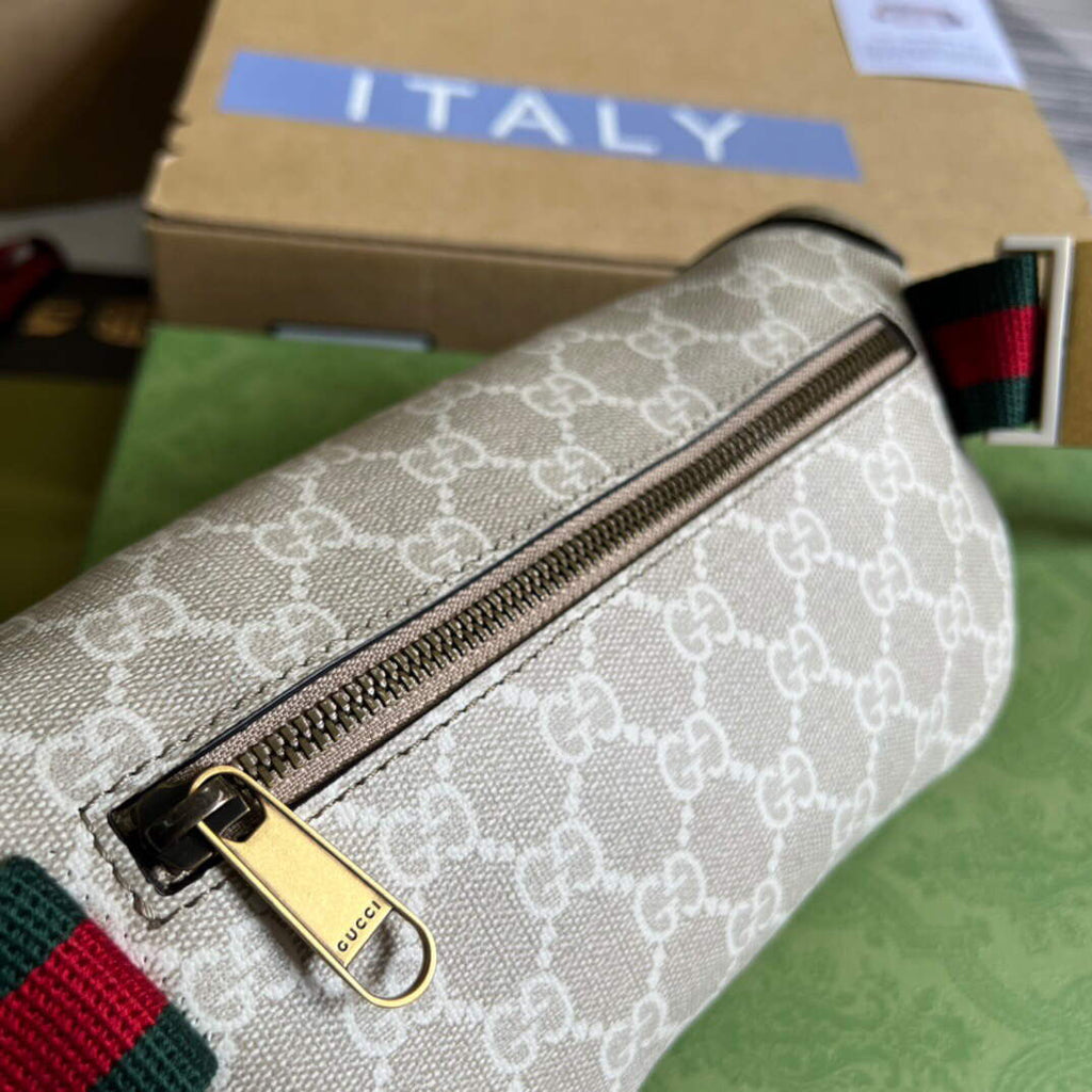Gucci 682933 Belt bag with Interlocking G Beige and white