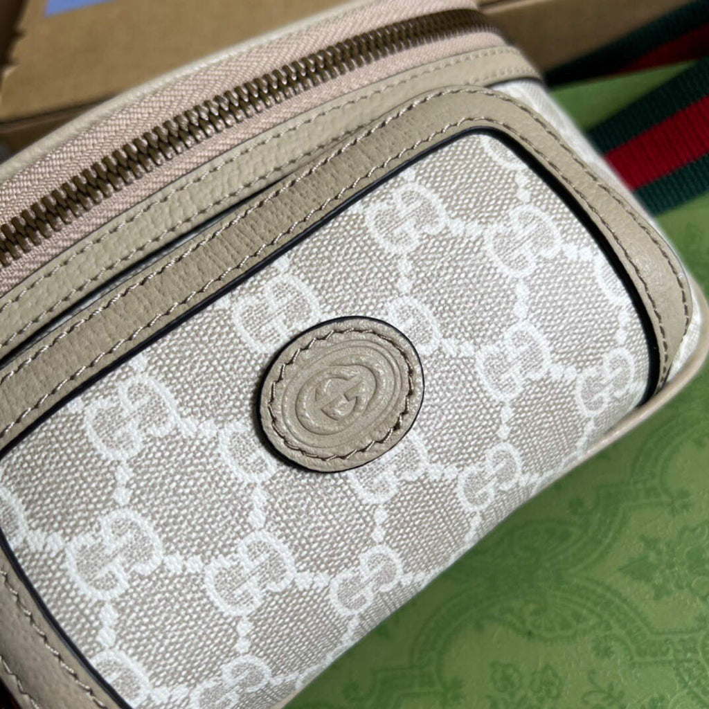 Gucci 682933 Belt bag with Interlocking G Beige and white