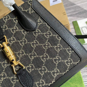 Gucci 685129 GG Jackie1961 Handbag Denim Tote Bag Black - Default Title - View 6