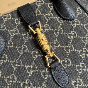 Gucci 685129 GG Jackie1961 Handbag Denim Tote Bag Black - Default Title - View 7
