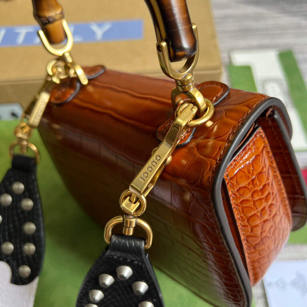 Gucci 686864 Gucci Bamboo 1947 Mini Top Handle Bag Brown - Default Title - View 5