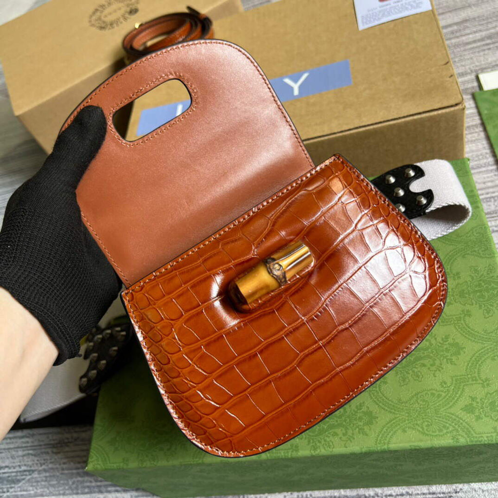 Gucci 686864 Gucci Bamboo 1947 Mini Top Handle Bag Brown