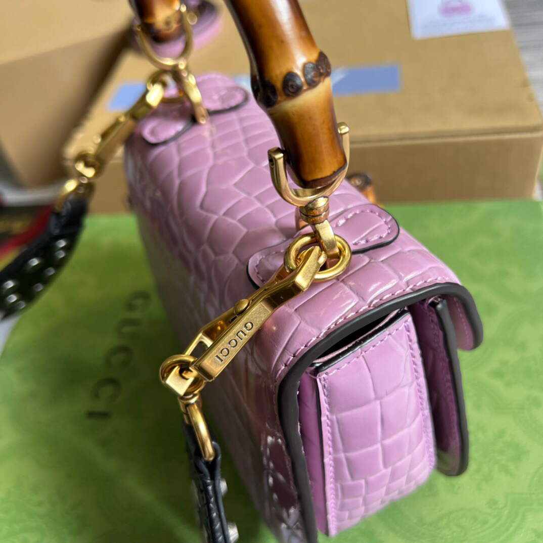 Gucci 686864 Gucci Bamboo 1947 Mini Top Handle Bag Pink - Default Title - View 5