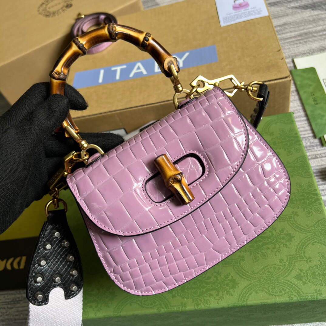 Gucci 686864 Gucci Bamboo 1947 Mini Top Handle Bag Pink - Default Title - View 1