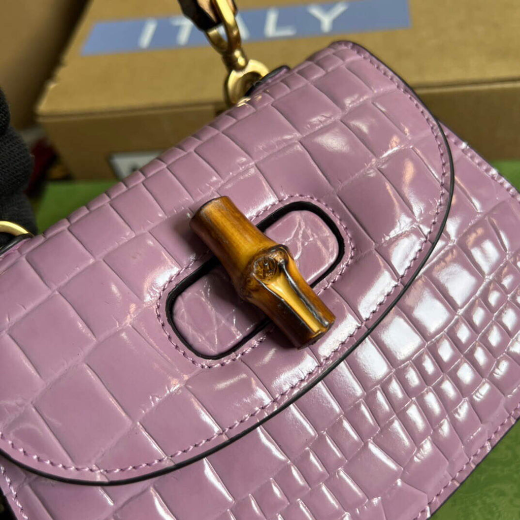 Gucci 686864 Gucci Bamboo 1947 Mini Top Handle Bag Pink