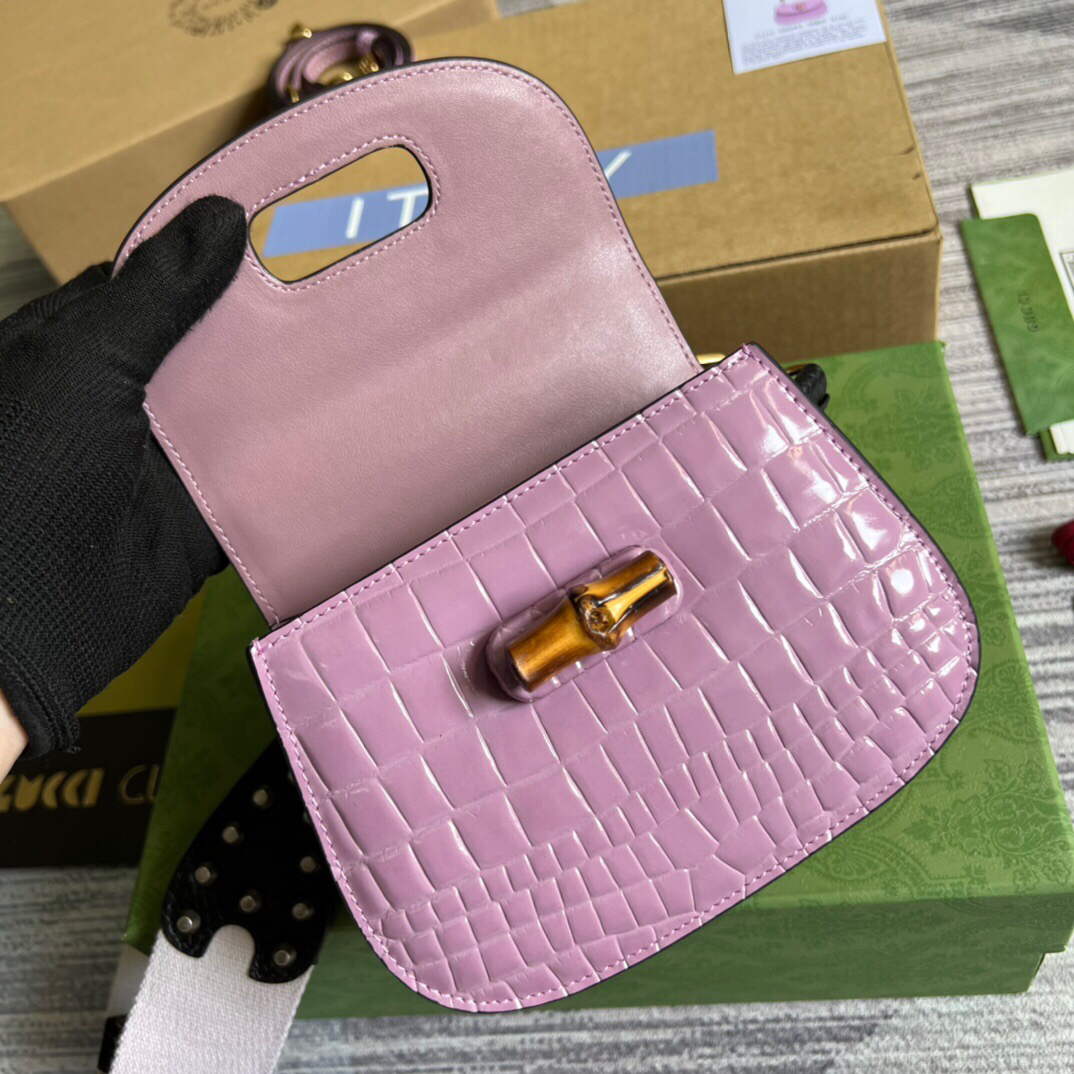 Gucci 686864 Gucci Bamboo 1947 Mini Top Handle Bag Pink