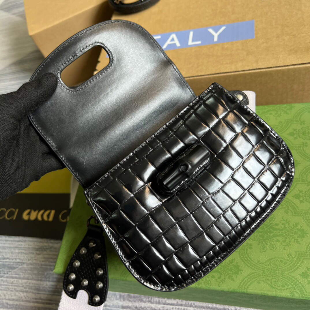 Gucci 686864 Gucci Bamboo 1947 Mini Top Handle Bag Black - Default Title - View 7