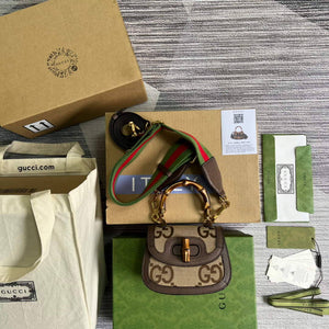 Gucci 686864 Mini jumbo GG Bag With Bamboo - Default Title - View 1