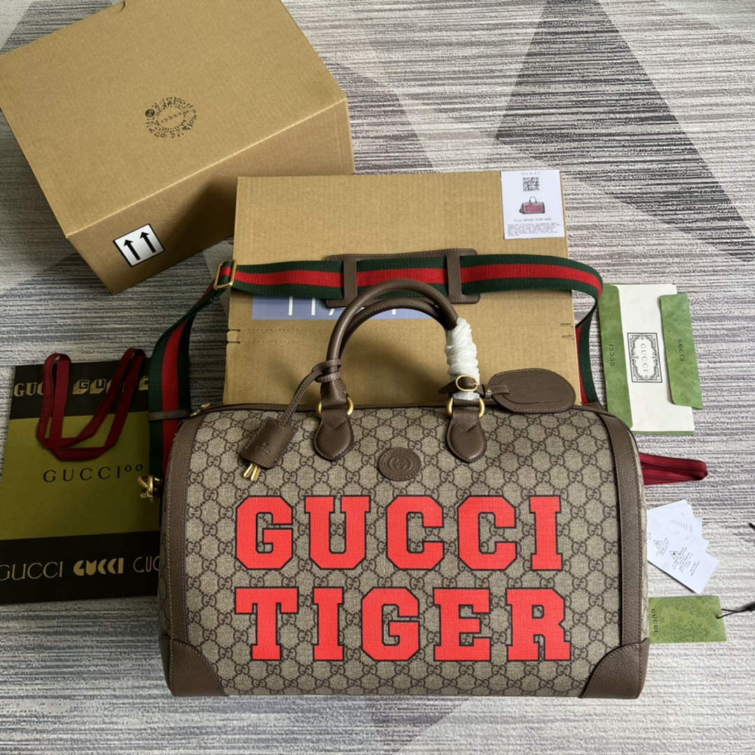 Gucci 687828 Tiger GG Large Duffle Bag Brown - Default Title - View 1