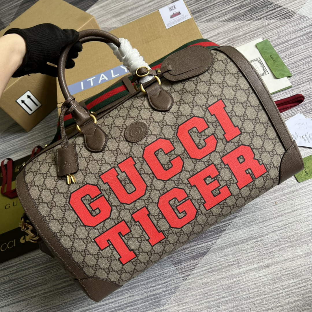 Gucci 687828 Tiger GG Large Duffle Bag Brown - Default Title - View 4