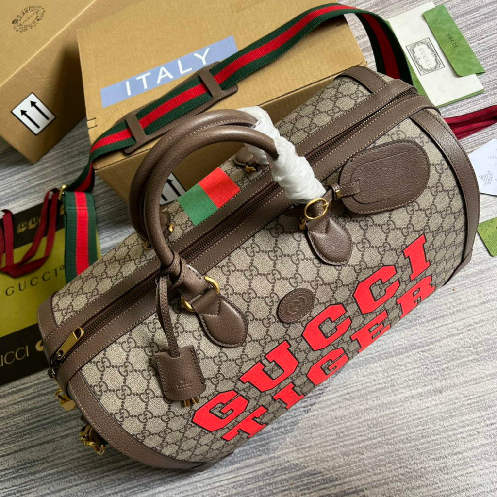 Gucci 687828 Tiger GG Large Duffle Bag Brown