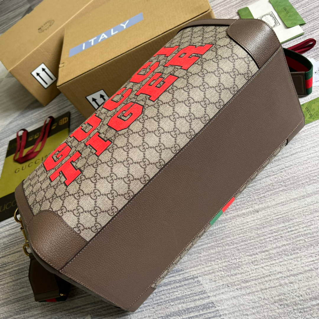 Gucci 687828 Tiger GG Large Duffle Bag Brown