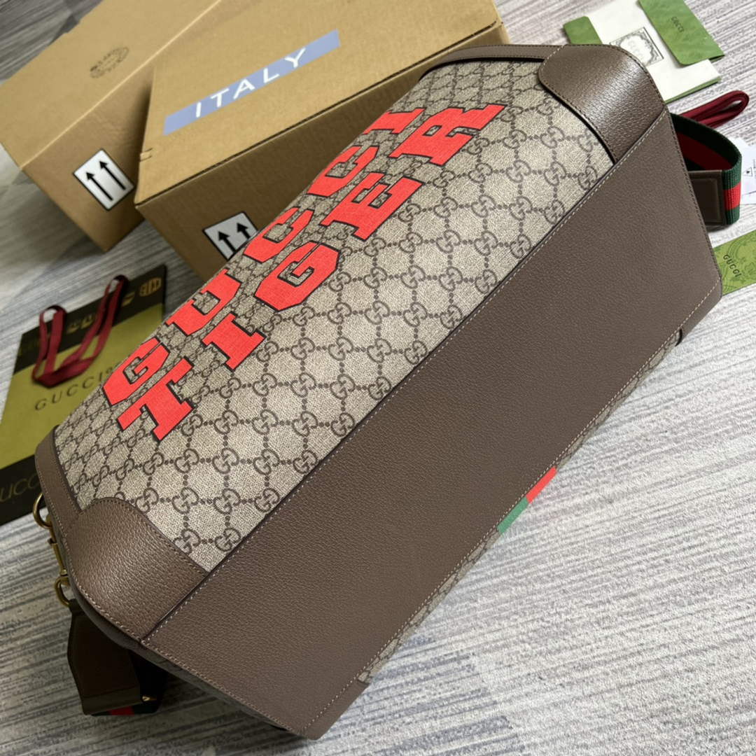 Gucci 687828 Tiger GG Large Duffle Bag Brown