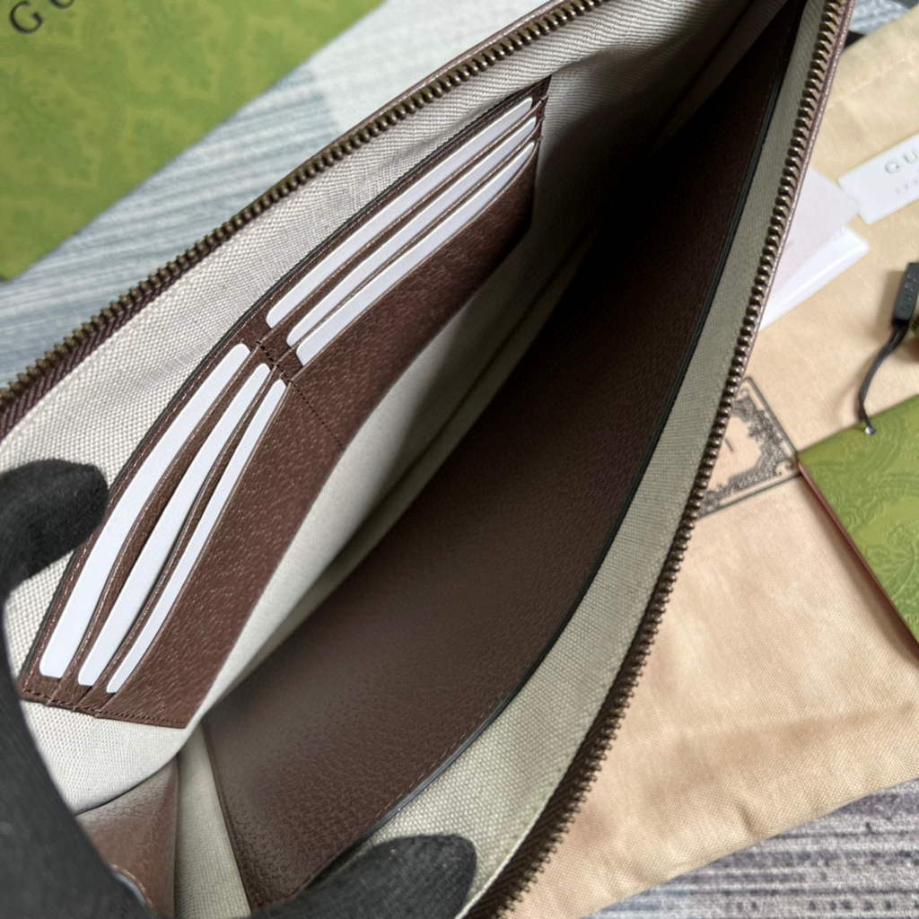 Gucci ?688378 Gucci Tiger pouch Bag Brown Print Logo