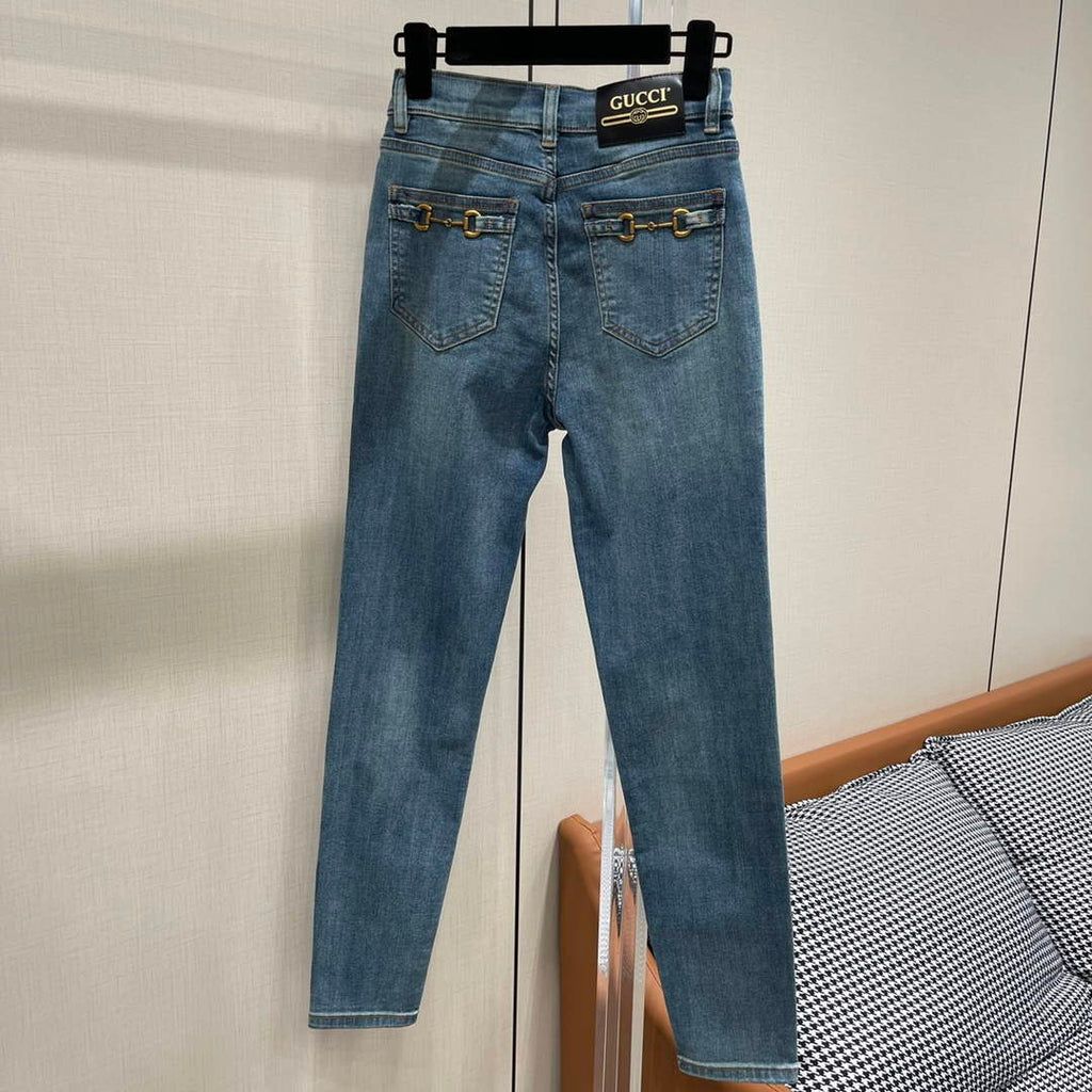 Gucci 691895 Women's Denim Pant With Horsebit G66850