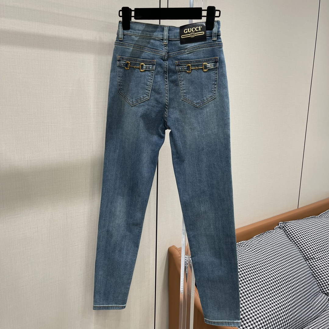 Gucci 691895 Women's Denim Pant With Horsebit G66850