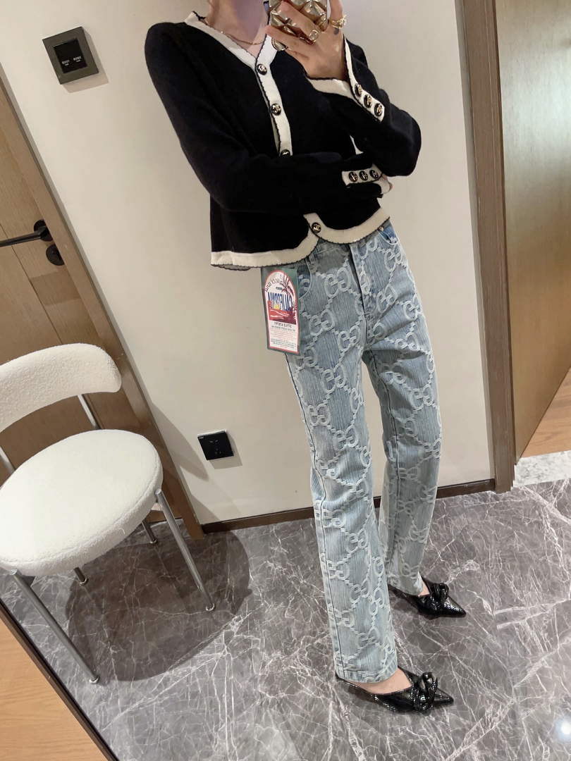 Gucci 691895 Women's Denim Pant With Horsebit G66851