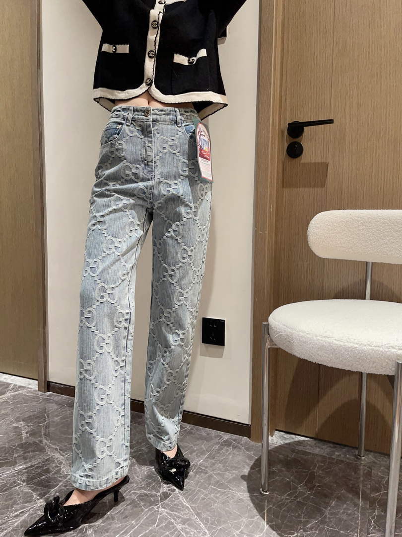 Gucci 691895 Women's Denim Pant With Horsebit G66851