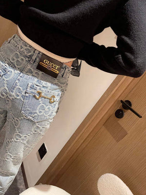 Gucci 691895 Women's Denim Pant With Horsebit G66851 - S - View 4