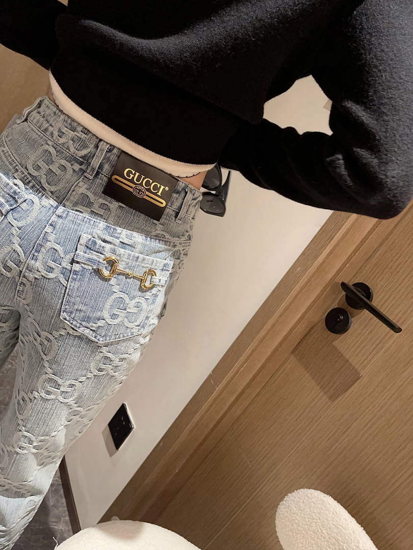 Gucci 691895 Women's Denim Pant With Horsebit G66851