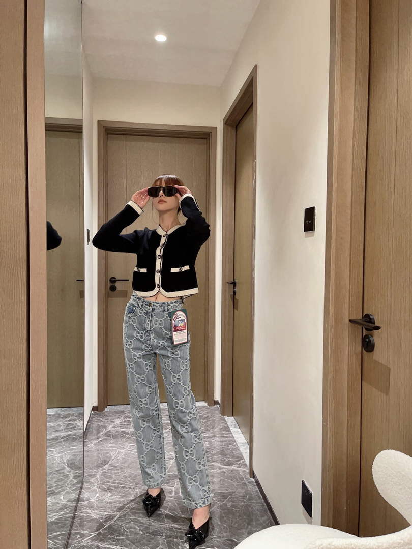 Gucci 691895 Women's Denim Pant With Horsebit G66851