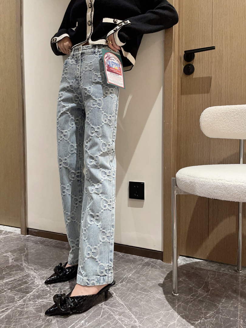 Gucci 691895 Women's Denim Pant With Horsebit G66851
