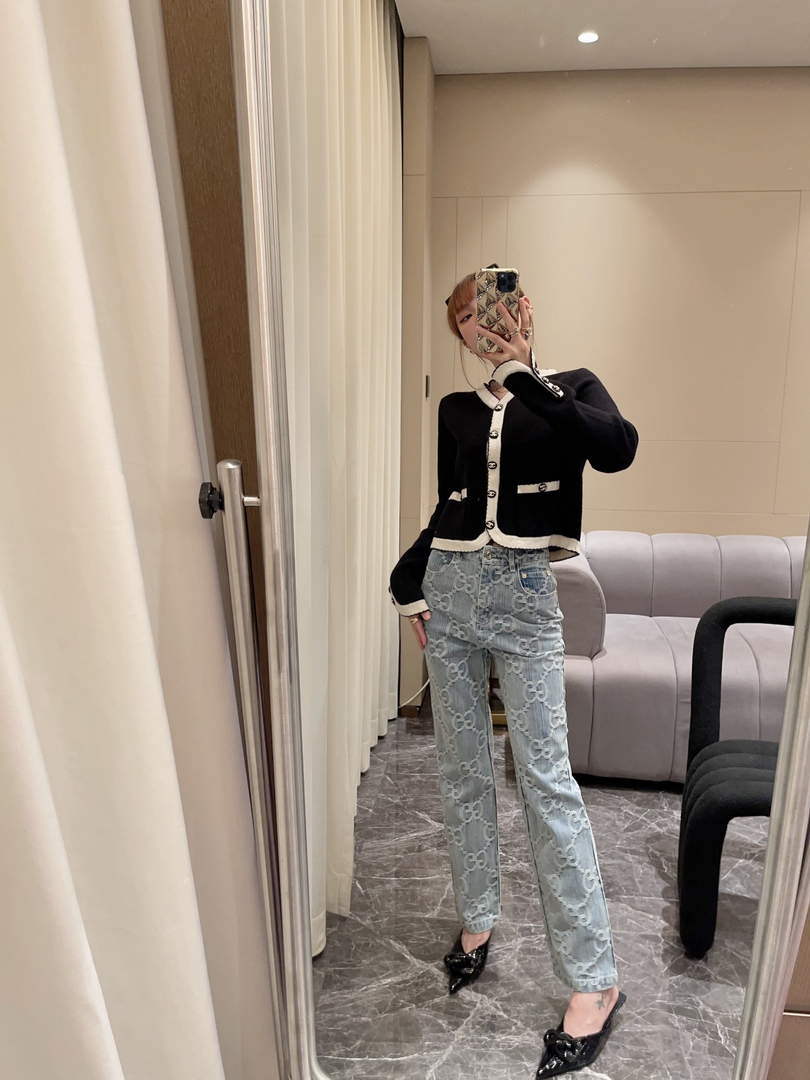 Gucci 691895 Women's Denim Pant With Horsebit G66851