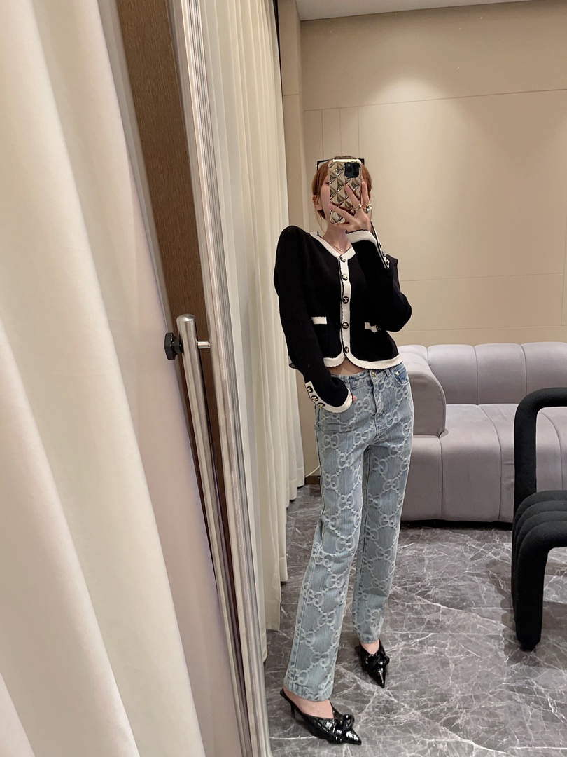 Gucci 691895 Women's Denim Pant With Horsebit G66851