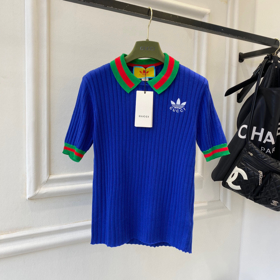 Gucci 693639 adidas x Gucci cropped T-shirt for women Blue - S - View 1