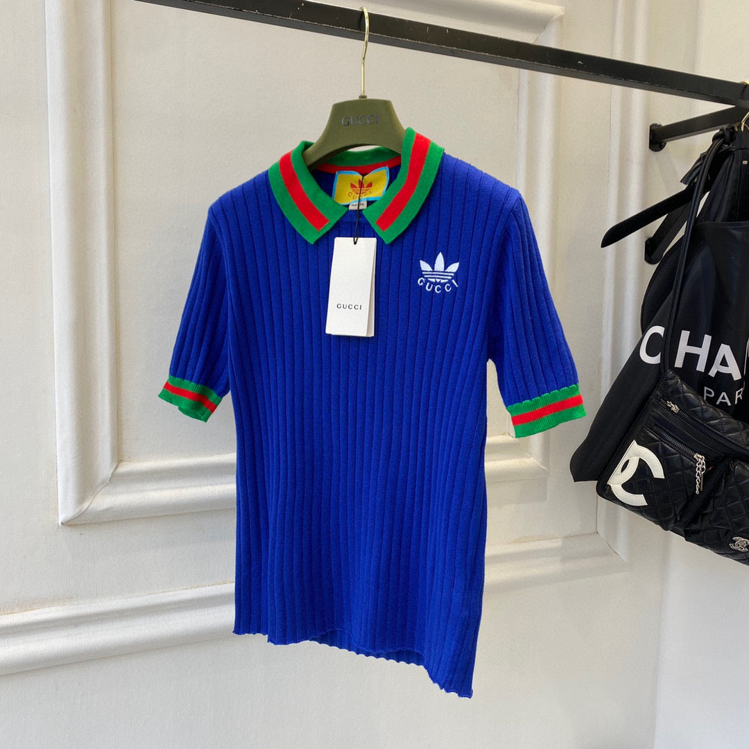 Gucci 693639 adidas x Gucci cropped T-shirt for women Blue