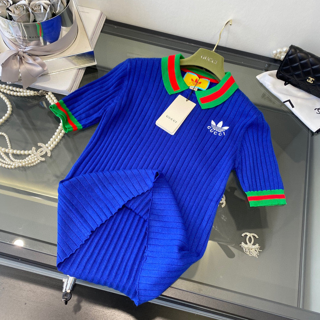 Gucci 693639 adidas x Gucci cropped T-shirt for women Blue - S - View 5