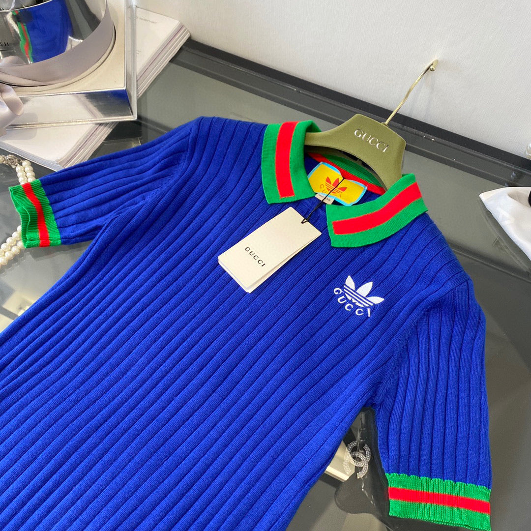 Gucci 693639 adidas x Gucci cropped T-shirt for women Blue