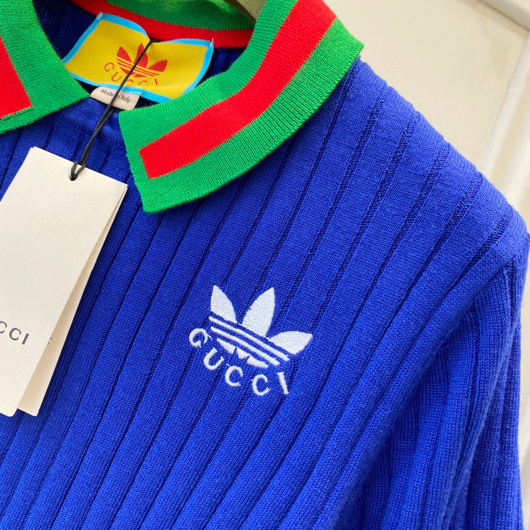 Gucci 693639 adidas x Gucci cropped T-shirt for women Blue
