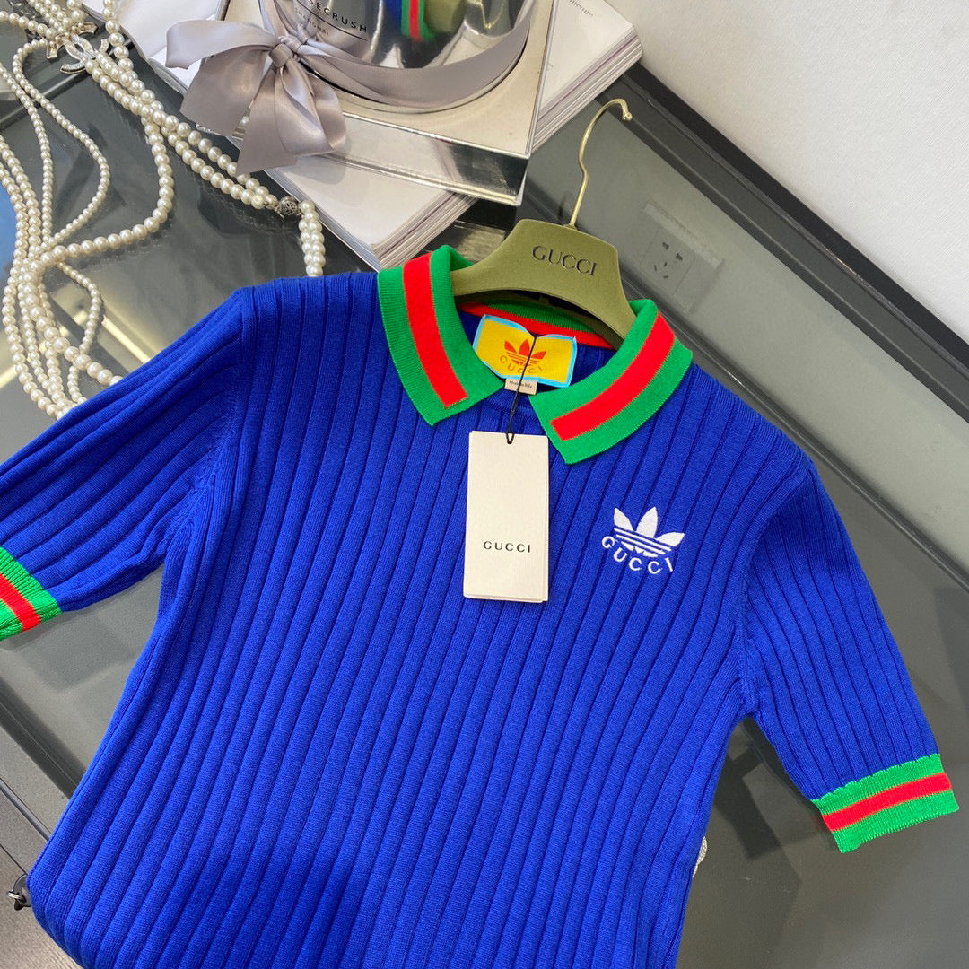 Gucci 693639 adidas x Gucci cropped T-shirt for women Blue - S - View 9