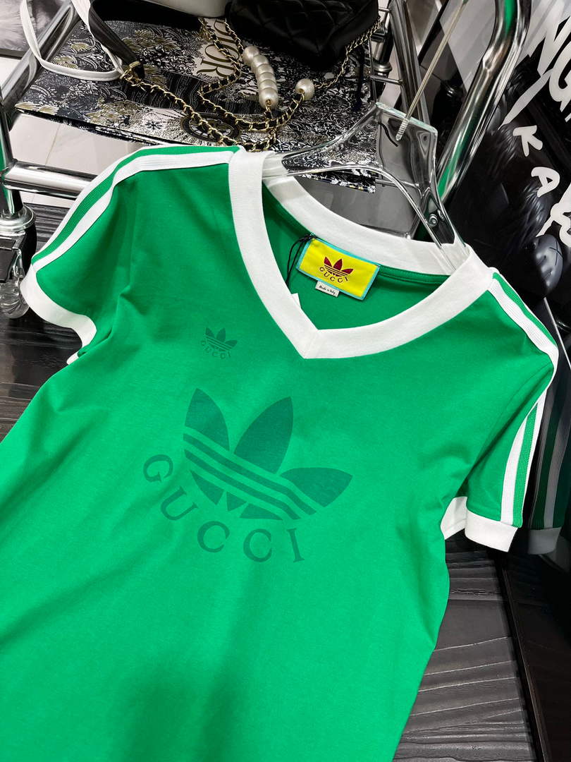 Gucci 693640 X adidas x Gucci cropped T-shirt for women Green - S - View 2