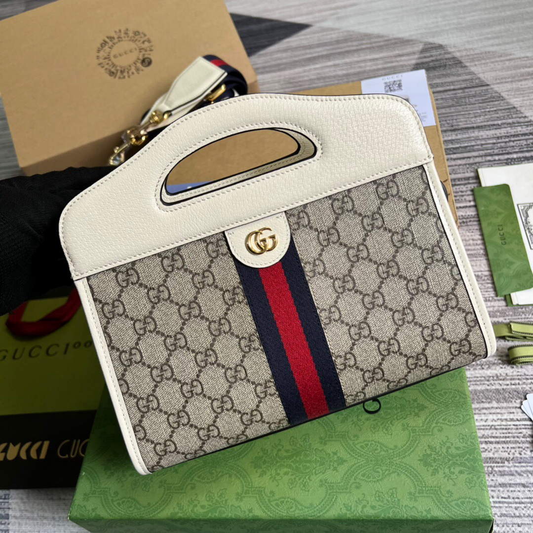Gucci 693724 Ophidia Small Tote With Web White