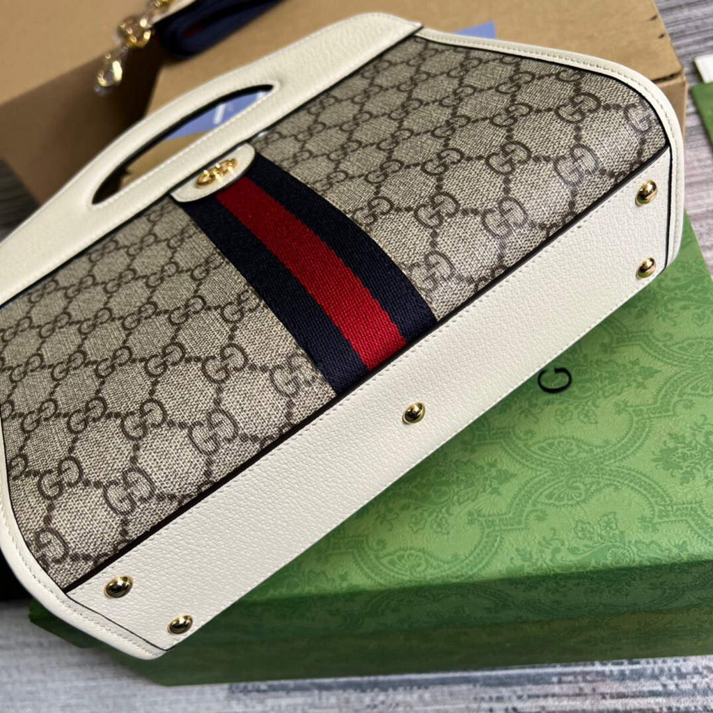 Gucci 693724 Ophidia Small Tote With Web White
