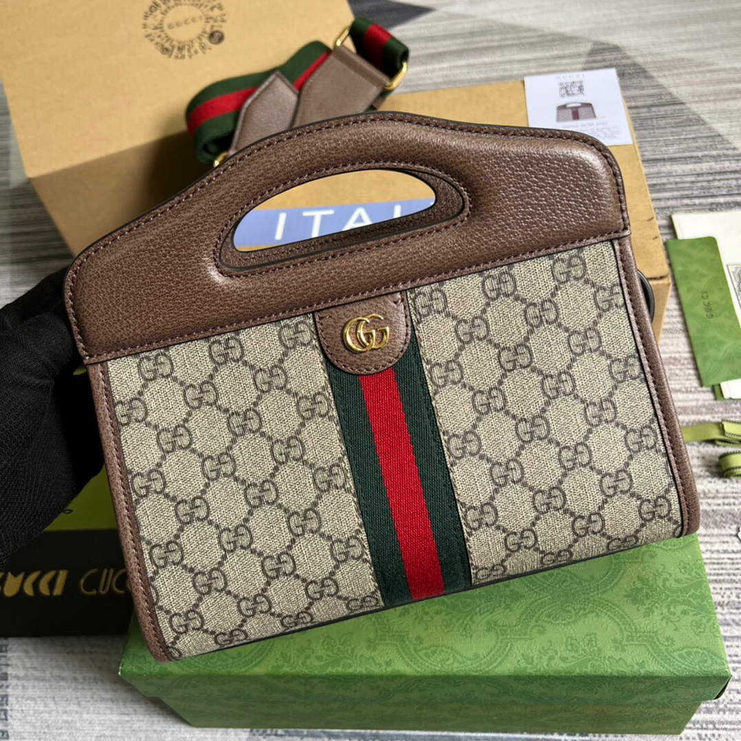 Gucci 693724 Ophidia Small Tote With Web Brown