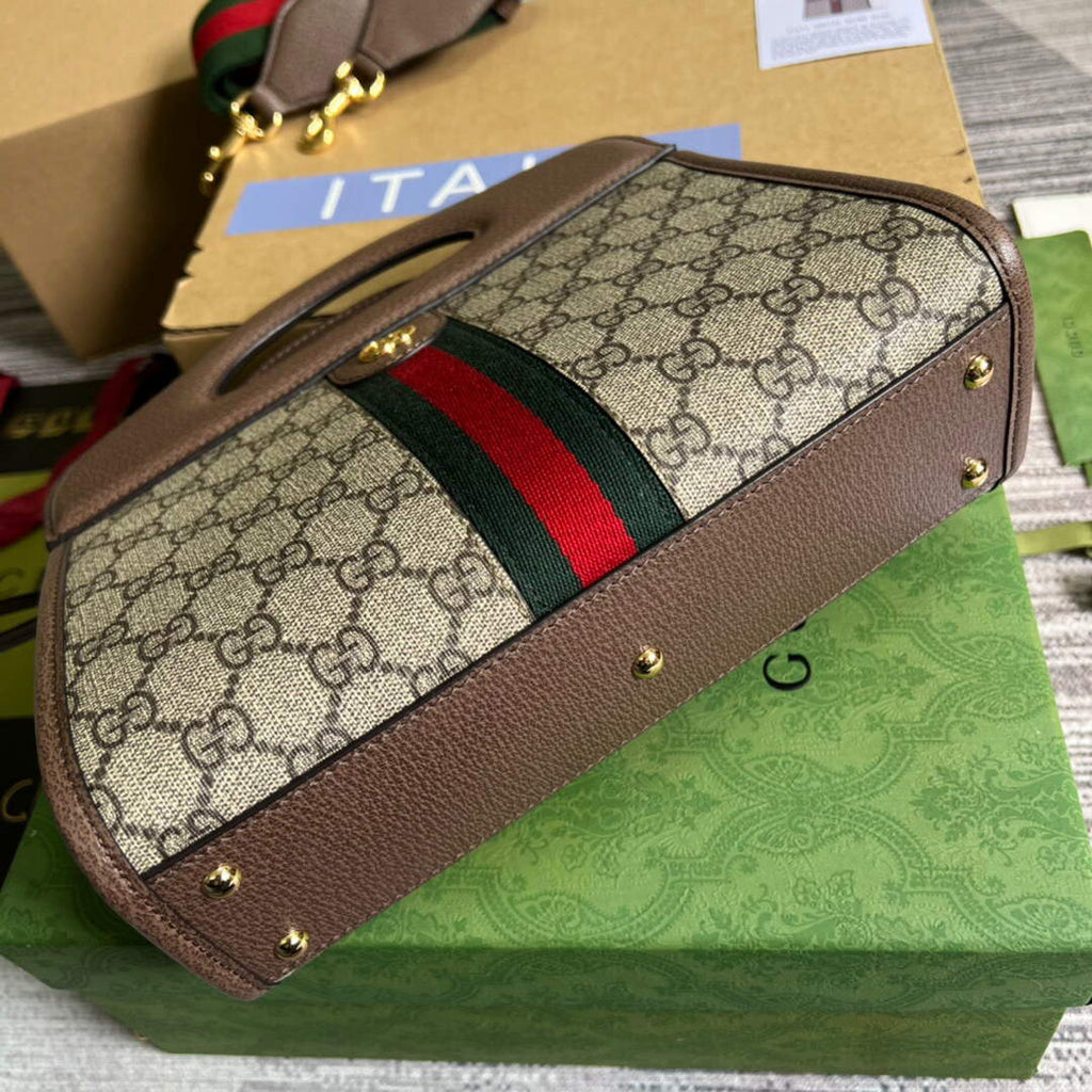 Gucci 693724 Ophidia Small Tote With Web Brown