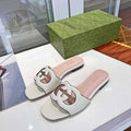 Gucci 694451 Women's Interlocking G cut-out slide sandal Beige - 35 - View 1