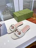 Gucci 694451 Women's Interlocking G cut-out slide sandal Beige